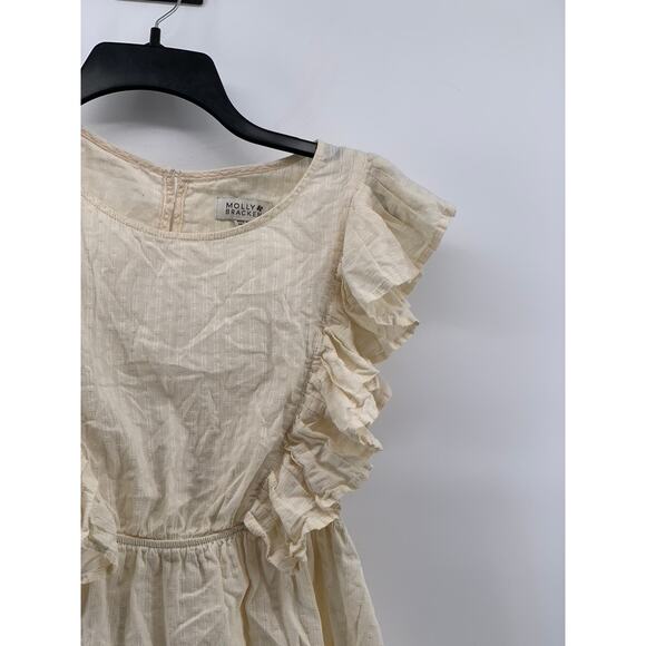 MOLLY BRACKEN Women’s Beige-White Ruffle Open-Back Dress SZ S - Picture 7 of 13